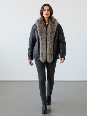 Black Leather & Genuine Fur Jacket size M/L
Great Condition